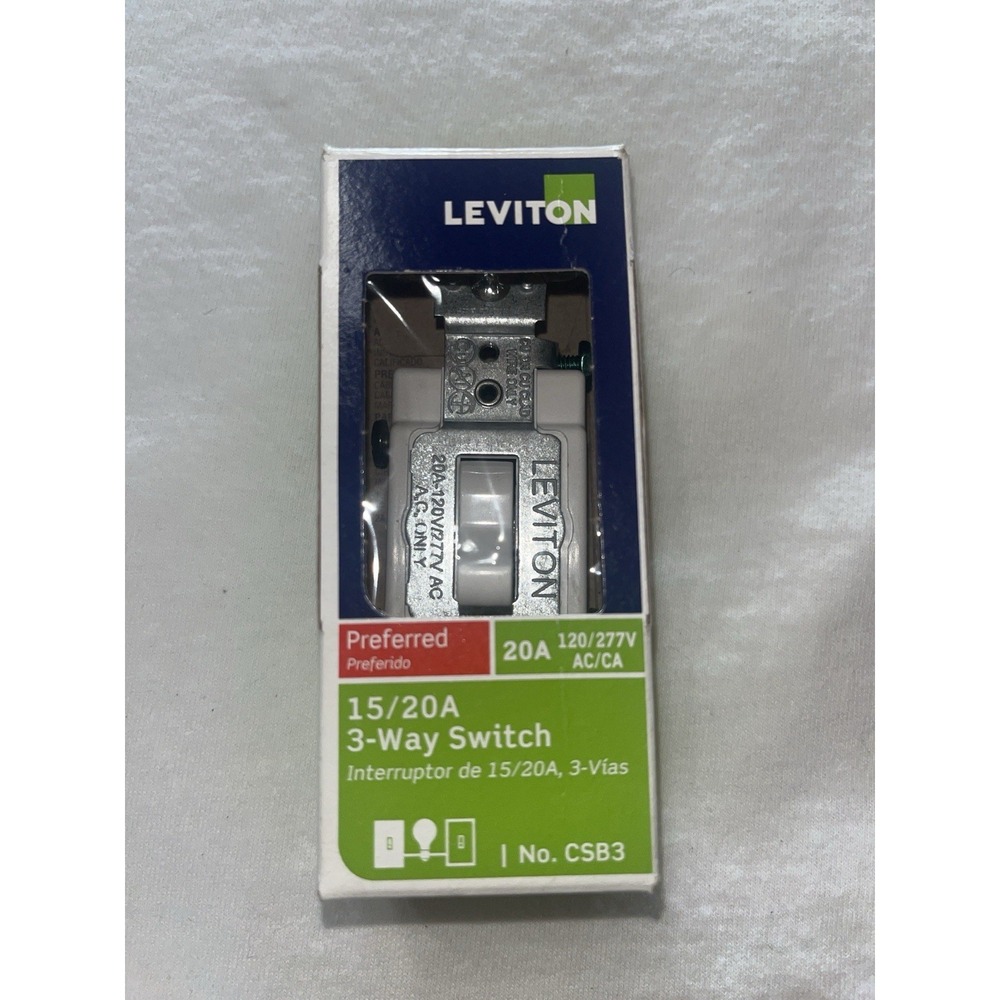 Leviton 3-Way Switch 15/20A 120/277V White CSB3 New Sealed